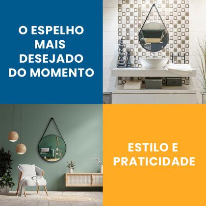 Imagem de Espelho Redondo com Alça Adnet 30cm, 40cm, 50cm ou 60cm Diversos Tamanhos com Suporte para Quarto Sala Hall
