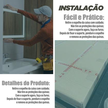 Imagem de Espelho Redondo Com Led 40x40 Com Jateado Decorativo