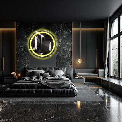 Imagem de Espelho Redondo Com Led 40x40 Com Jateado Decorativo