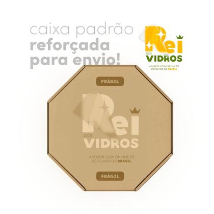 Espelho Redondo De Parede Adnet Banheiro com Alça em material ecológico 3cm Orgânico 40cm + Suporte - Rei dos Vidros Imagem de Espelho Redondo De Parede Adnet Banheiro com Alça em material ecológico 3cm Orgânico 40cm + Suporte