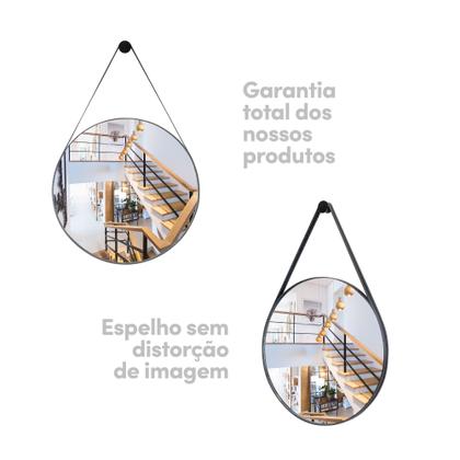 Espelho Redondo De Parede Adnet Banheiro com Alça em material ecológico 3cm Orgânico 40cm + Suporte - Rei dos Vidros Imagem de Espelho Redondo De Parede Adnet Banheiro com Alça em material ecológico 3cm Orgânico 40cm + Suporte
