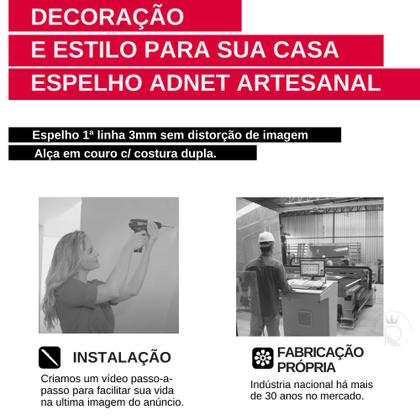 Espelho Redondo De Parede Alça Em Couro 60cm C/ Suporte - Rei dos Vidros Imagem de Espelho Redondo De Parede Alça Em Couro 60cm C/ Suporte