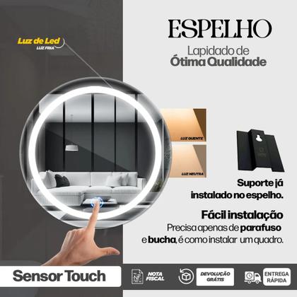 Imagem de Espelho Redondo Led 60X60 3 Temperaturas Touch
