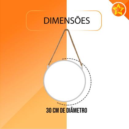 Imagem de Espelho Redondo Suspenso com Corda de Sisal - 30 cm de Diâmetro