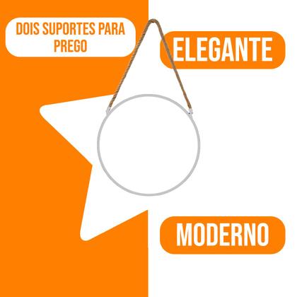 Imagem de Espelho Redondo Suspenso com Corda de Sisal - 30 cm de Diâmetro