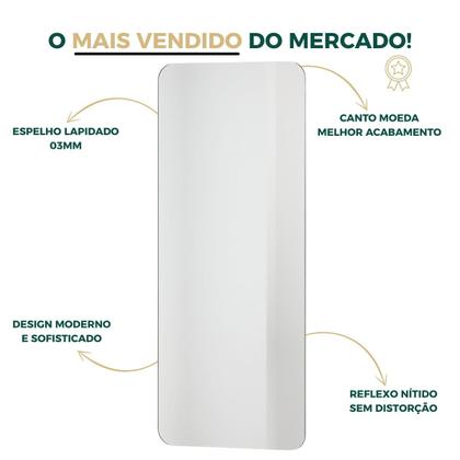 Imagem de Espelho Retangular 120x60 com Suporte para Quarto Sala Instalação Vertical Horizontal Vidro 3mm Premium