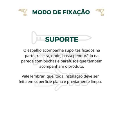 Imagem de Espelho Retangular 120x60 com Suporte para Quarto Sala Instalação Vertical Horizontal Vidro 3mm Premium