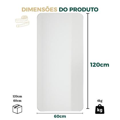 Imagem de Espelho Retangular 120x60 com Suporte para Quarto Sala Instalação Vertical Horizontal Vidro 3mm Premium