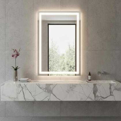 Imagem de Espelho Retangular 70x50 Jateado com Led 3 Cores e Touch