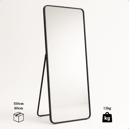 Imagem de Espelho Retangular Corpo Inteiro 150x60 Com Suporte de Chão Moldura Alumínio Quarto Sala Decorativo