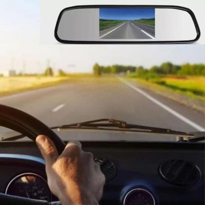Imagem de Espelho Retrovisor automotivo Carro/Caminhões Com Sensor de Ré tela Lcd