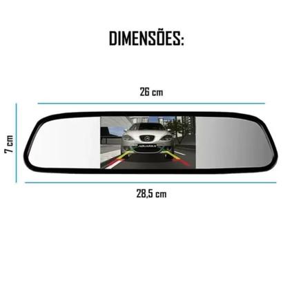 Imagem de Espelho Retrovisor automotivo Carro/Caminhões Com Sensor de Ré tela Lcd