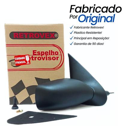 Imagem de Espelho Retrovisor Carona Direito Passageiro Ford Fiesta 1996 1997 1998 1999 2000 2001 Controle Regulagem Manual Preto 2 Portas 4 Portas