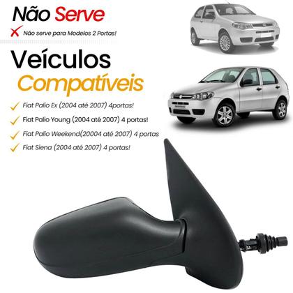 Imagem de Espelho Retrovisor Direito Lado Passageiro Carona Fiat Siena Palio Palio Weekend 2004 2005 2006 2007 4 Portas