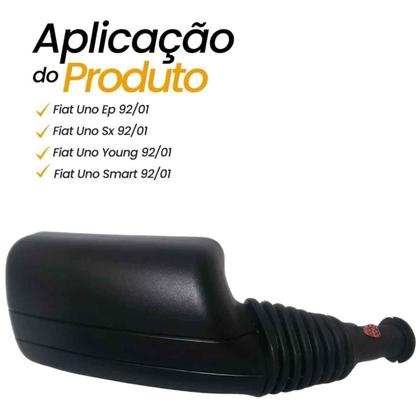 Imagem de Espelho Retrovisor Direito Lado Passageiro Carona Fiat Uno 92 93 94 95 96 97 98 99 00 01 2/4 Portas Preto C/Controle