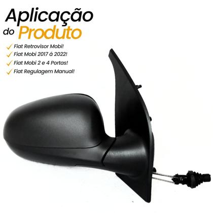 Imagem de Espelho Retrovisor Direito Lado Passageiro Fiat Mobi 2017 2018 2019 2020 2021 2022 Regulagem Manual Preto