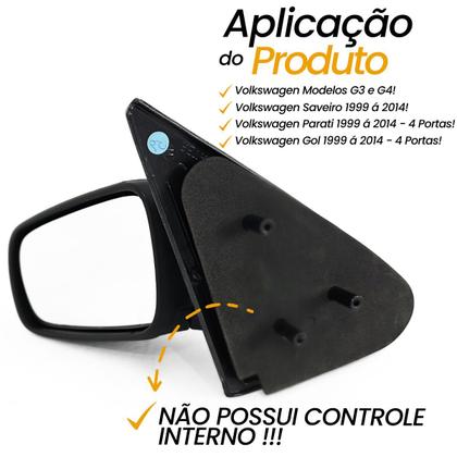 Imagem de Espelho Retrovisor Esquerdo Motorista Volkswagen Gol Parati Saveiro G3 G4 1999 a 2014 Sem Controle de Regulagem Interno para Veículos 4 Portas