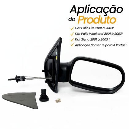 Imagem de Espelho Retrovisor Fiat Palio Fire Weekend Siena 2001 2002 2003 4 Portas Com Controle