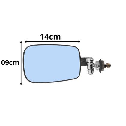 Imagem de Espelho Retrovisor Fusca Mexicano Braço Curto Convexo Azul