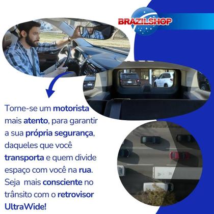 Espelho Retrovisor Grande Interno Carro Universal Ultrawide - Acessórios e Peças Automotivos Imagem de Espelho Retrovisor Grande Interno Carro Universal Ultrawide