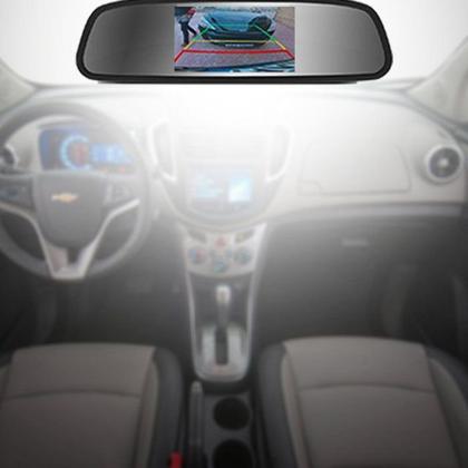 Imagem de Espelho Retrovisor Monitor Tela Lcd 4,3 Para Câmera De Ré