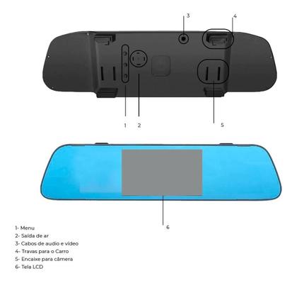 Imagem de Espelho Retrovisor Universal Com Monitor Para Camera de Re