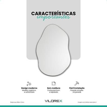 Imagem de Espelho Vildrex Ravenna 70x50cm Design Moderno Para Banheiro Lavabo Quarto Lapidado Luxo
