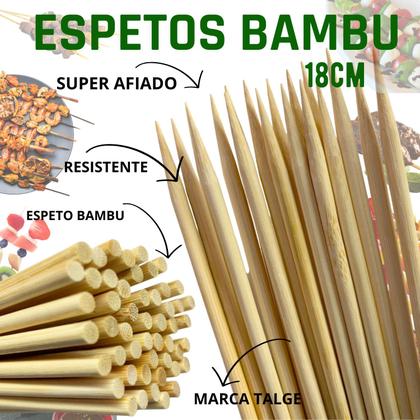 Imagem de Espeto de Bambu Para Churrasco, Doces, festa 18cm 100 unid