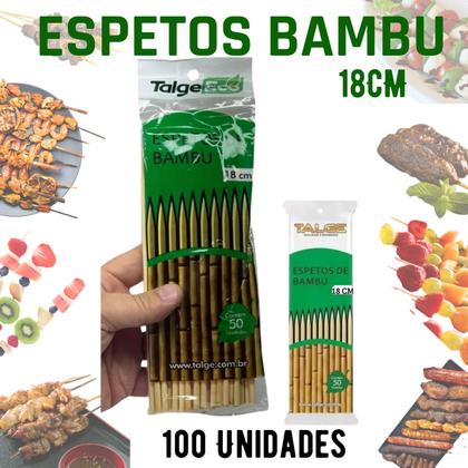Imagem de Espeto de Bambu Para Churrasco, Doces, festa 18cm 100 unid