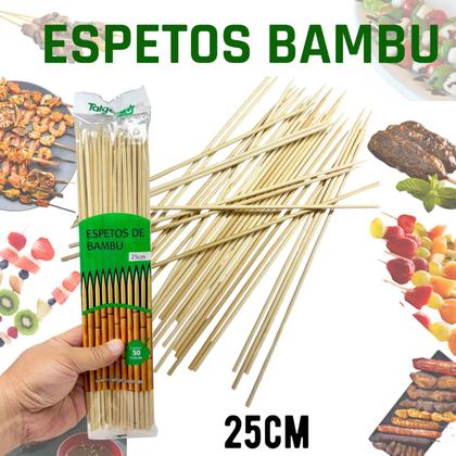 Imagem de Espeto de Bambu Para Churrasco, Doces, festa 25cm 100 unid