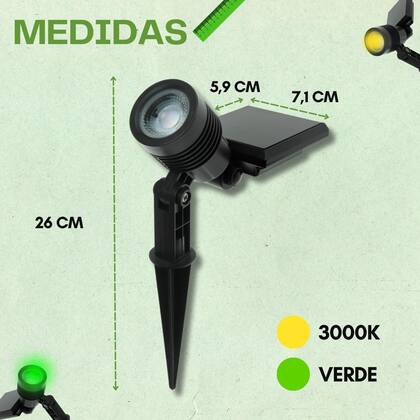 Imagem de Espeto De Jardim Com Placa Solar Ip67 Luz Spot De Jardim 5w Verde