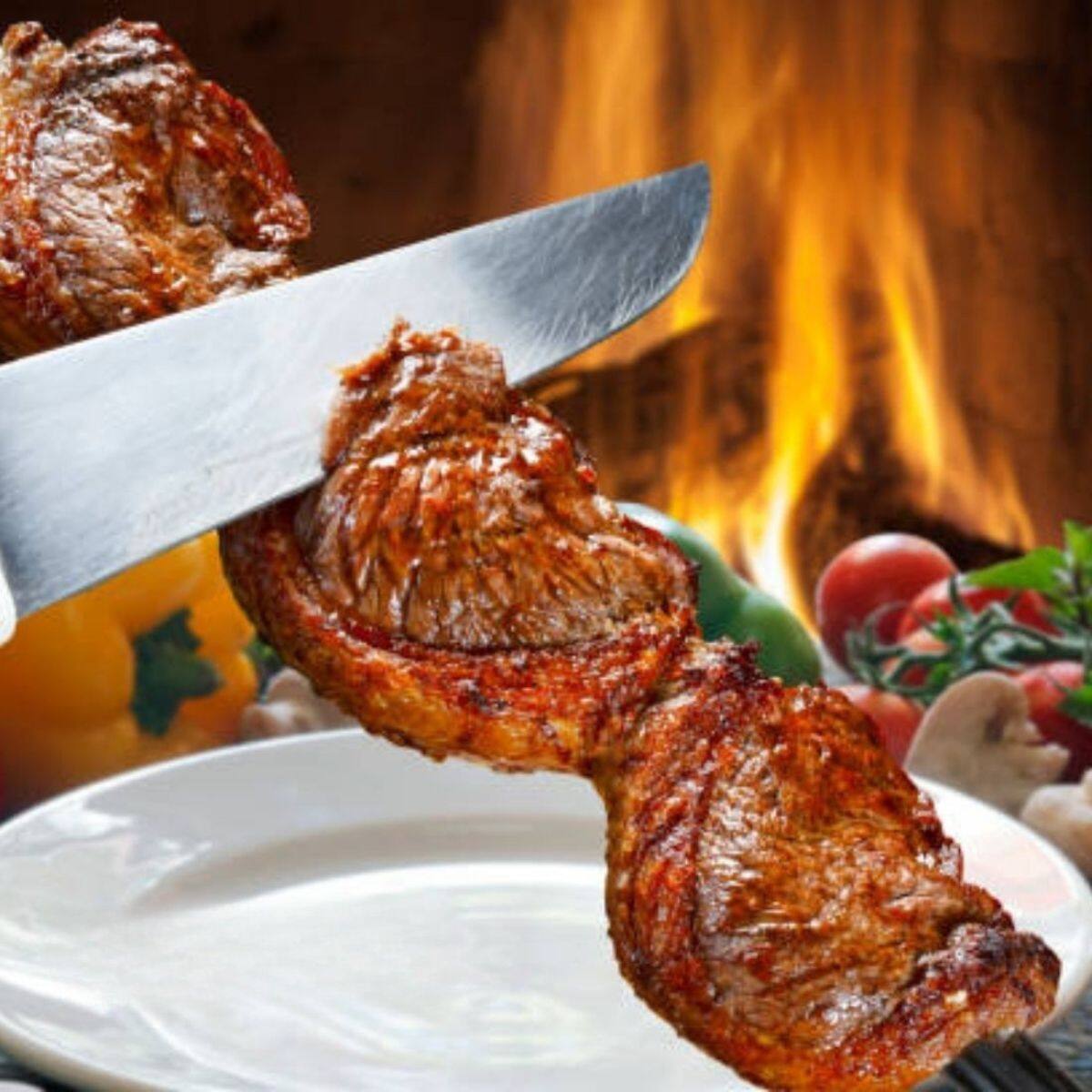 Imagem de Espetos De Inox Para Churrasco Lâmina 70cm 3 Duplo 4 Espada