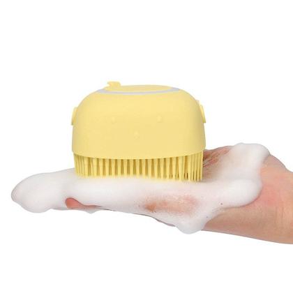 Imagem de Esponja Banho Silicone Dispense Massagem Escova Pet Shampoo