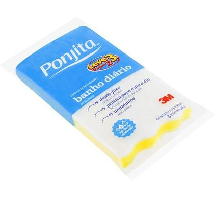 Imagem de Esponja de Banho Diario Ponjita Amarela 3 Unidades