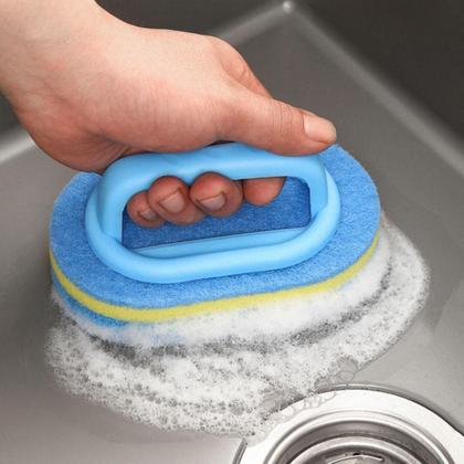 Imagem de Esponja de Cozinha com Alça Ergonômica para Lavar Louça e Panelas 14cm  Escova de Limpeza com Fibra Resistente, Secagem Rápida, Antibacteriana, Ideal