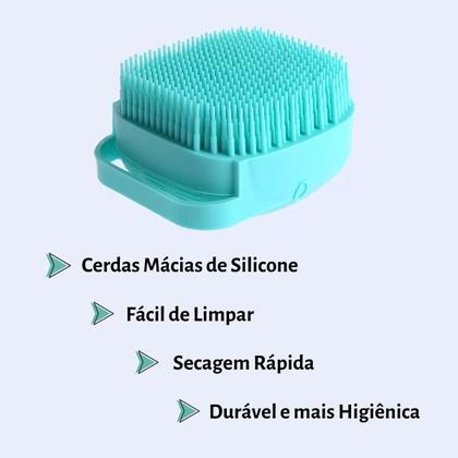 Imagem de Esponja Pet de Silicone para Banho Cachorro Cães Gatos Massageadora com Dispenser para Shampoo