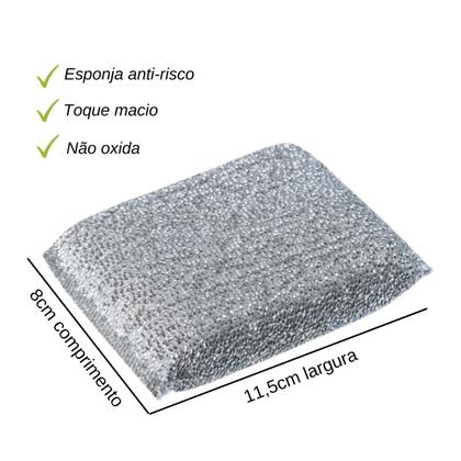 Imagem de Esponja Prateada Anti-Risco Nas Louças Toque Macio Casamia