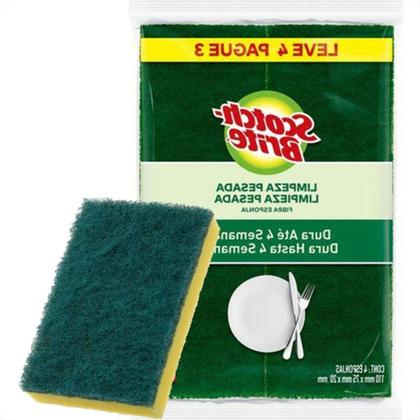 Imagem de Esponja Scotch Brite Dupla Face Multiuso Com 4 Pecas