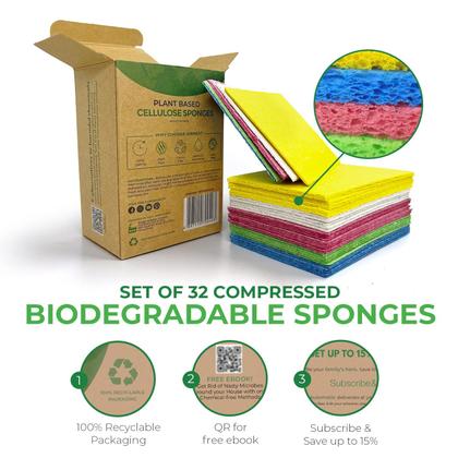 Imagem de Esponjas de celulose comprimida AIRNEX, pacote de 32, biodegradáveis