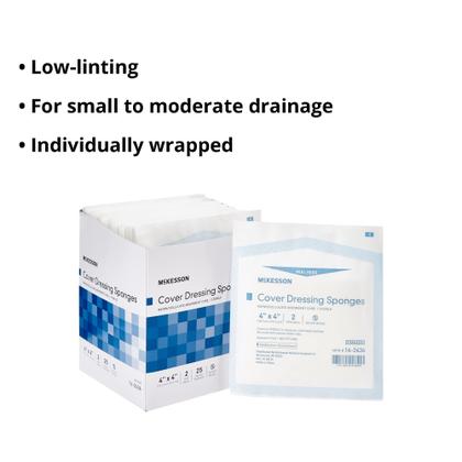 Imagem de Esponjas de curativo McKesson Sterile 4x4 polegadas, pacote com 50