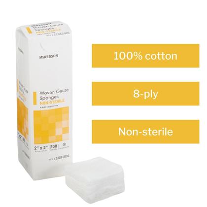 Imagem de Esponjas de gaze McKesson para tratamento de feridas, 8 camadas, 5x5 cm, 5000 ct