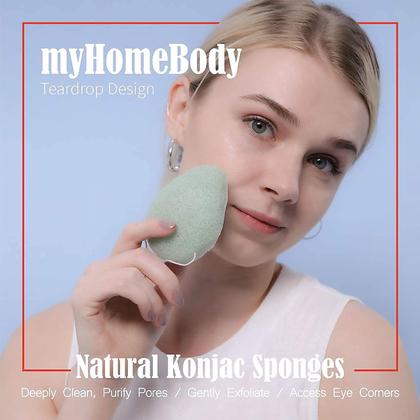 Imagem de Esponjas faciais Konjac MyHomebody em forma de lágrima com açafrão