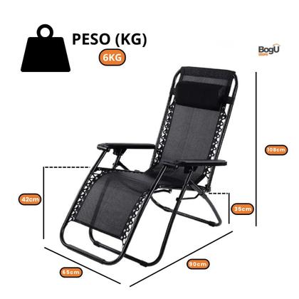 Imagem de Espreguiçadeira Cadeira Dobrável Reclinável Para Camping Praia Piscina Preta