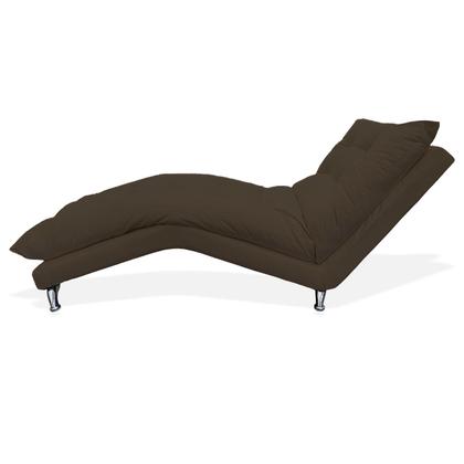 Imagem de Espreguiçadeira Chaise Decorativa Estofada Sala de Estar Diva Suede Marrom - DL Decor