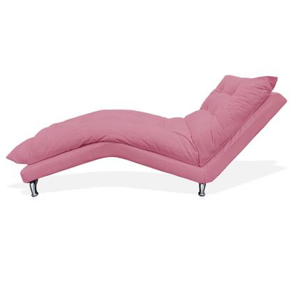 Imagem de Espreguiçadeira Chaise Decorativa Estofada Sala de Estar Diva Suede Rosa Barbie - LM DECOR