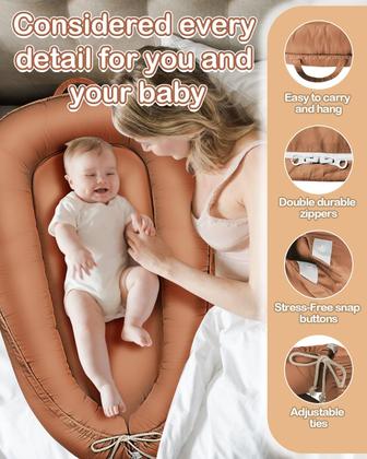 Imagem de Espreguiçadeira de Bebê Baobrava 0-24 Meses - Com Capa Impermeável de Algodão