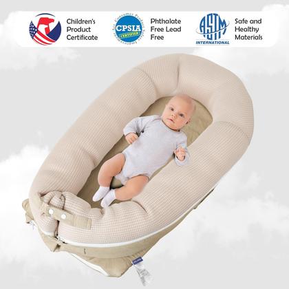 Imagem de Espreguiçadeira de bebê LOVE MAGE ajustável de algodão respirável cáqui