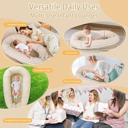 Imagem de Espreguiçadeira de bebê LOVE MAGE ajustável de algodão respirável cáqui