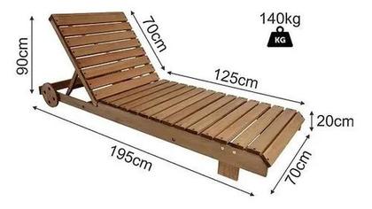 Imagem de Espreguiçadeira de Madeira para Jardim e Piscina Ipanema ALF010