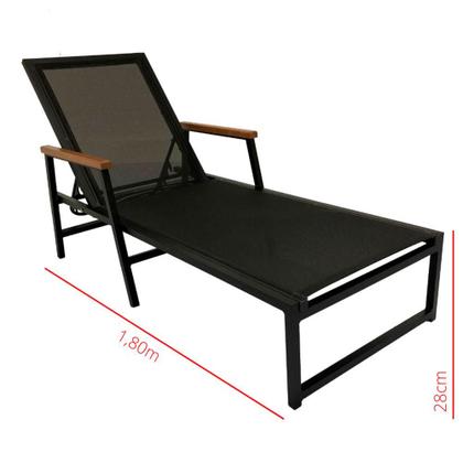 Imagem de Espreguiçadeira De Piscina Alumínio Tela Sling Reclinável Para área de Piscina Externa